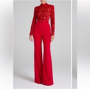 Nadine Merabi Eleanor Red Wide Leg Jumpsuit